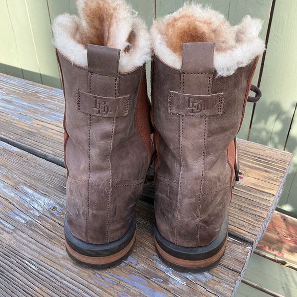 Men\'s Brown Luxe De Leon Tierra Combat Boots Brown Leather Faux Fur Lined Size14 main image 7